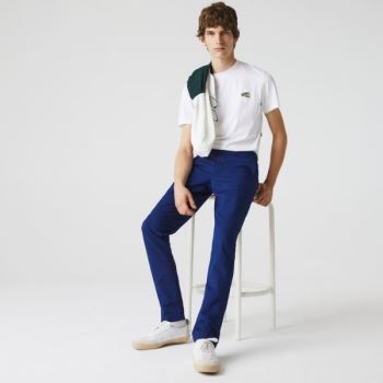 Lacoste Cotton-Linen Chinos Pánské - Chino Kalhoty Tmavě Blankyt Blankyt | CZ-6nqmkE